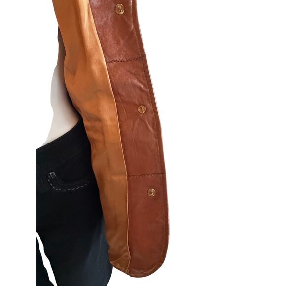 Vintage DeLong Genuine Leather Brown Belted Jacket Women’s Size XS/S - Picture 5 of 8